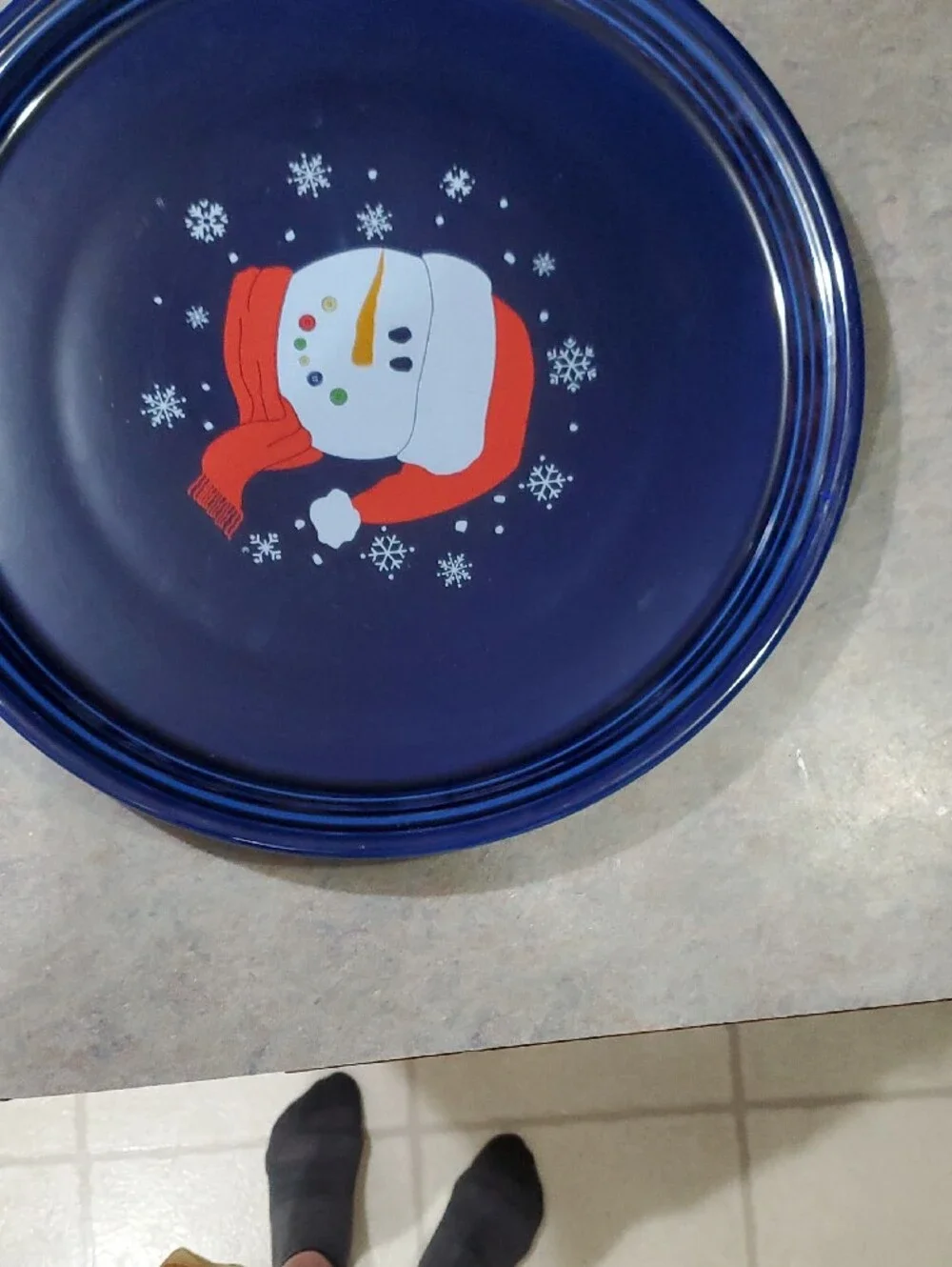 Feista Style Button Snowman platter